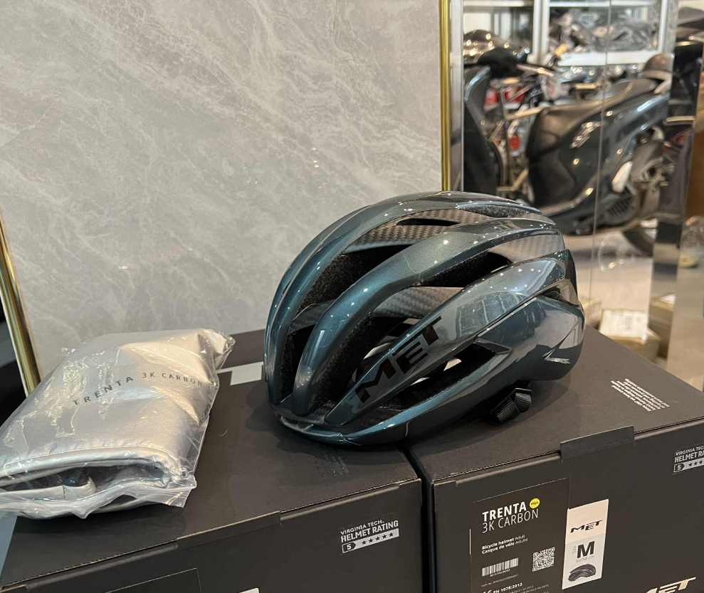 Mũ Met Trenta 3K Carbon new model 2026 (3K Airframe) - Hyper Teal